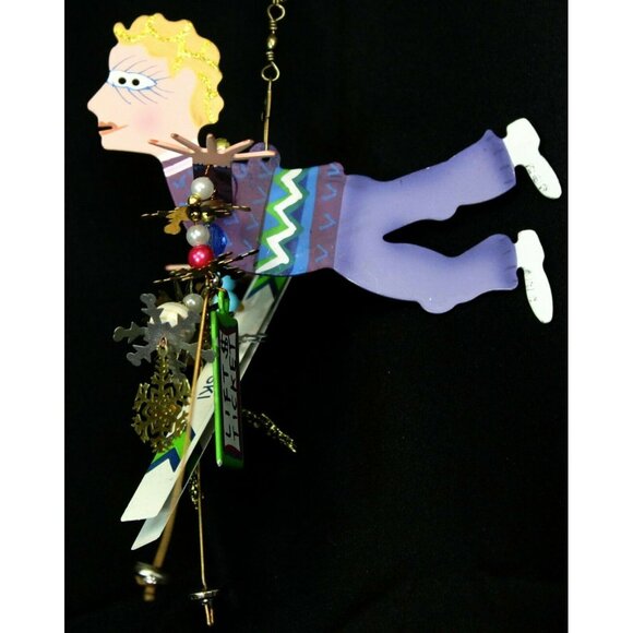 Silvestri Karen Rossi Fancy Flights Ornament Snow Ski Multicolored Metal Hanging - Picture 1 of 12